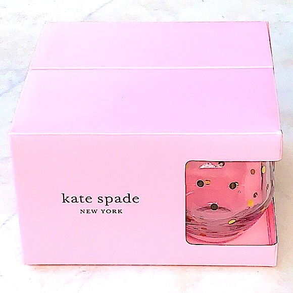 KATE SPADE NEW YORK LENOX STEMLESS WINE SET GLASS LARABEE DOT GOLD NIB 12 OZ - Picture 6 of 8